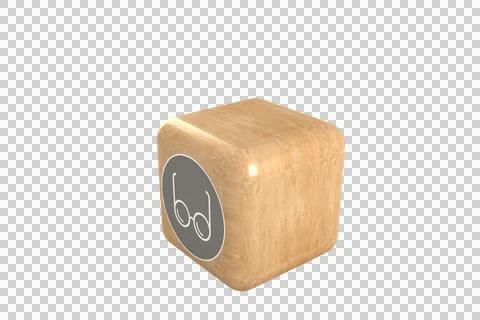 Computer graphic image of eyeglasses icon on cube Stock Photos