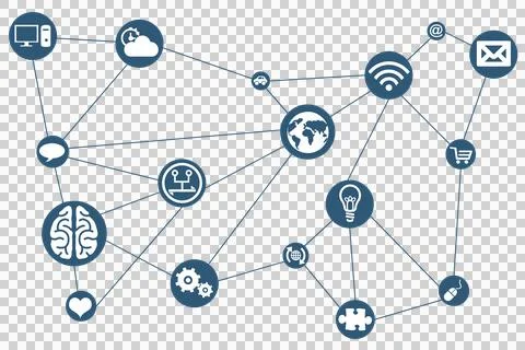 Computer graphic image of icon on blue circles Stock Illustration