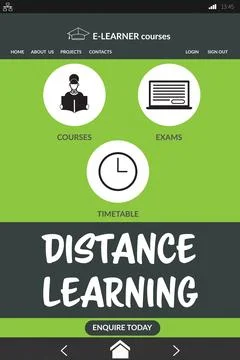Computer graphic image of online education interface on screen Stock Illustration