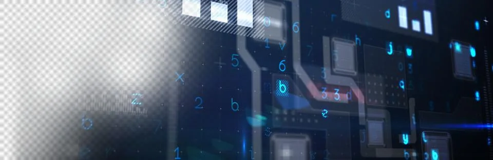 Computer graphic image of patterns with numbers on screen Illustrazione stock