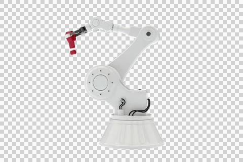 Computer graphic image of robotic arm holding question mark Illustrazione stock