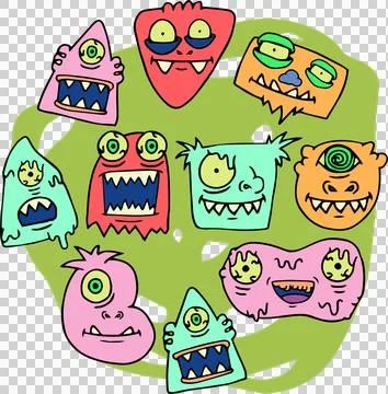 Computer graphic image of various monsters Stock Illustration