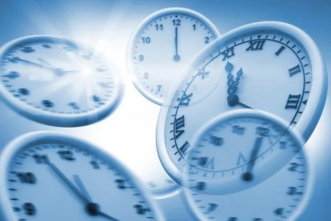 Computer graphic image of wall clocks 스톡 일러스트