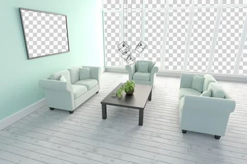 Computer graphic interior of modern living room 스톡 일러스트