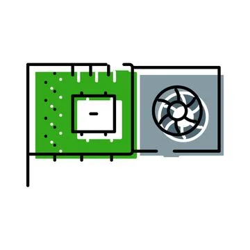 Computer graphic processing unit with cooling fan Stock Illustration