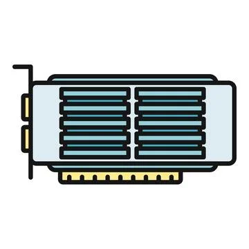 Computer graphic processing unit hardware flat icon Stock Illustration