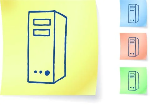Computer graphic on sticky note Stock Illustration