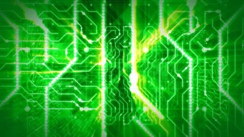 A computer graphics 3d illustration of a global circular semiconductor with w Stock Illustration