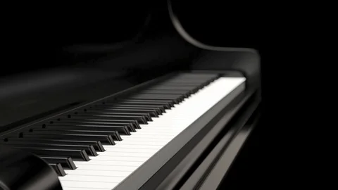Computer graphics 3d rendering. Black grand piano 3d render Stock Footage 123709422