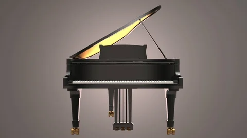 Computer graphics 3d rendering. Black grand piano 3d render Stock Footage 123709487