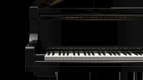 Computer graphics 3d rendering. Black grand piano 3d render Stock Footage 123709504