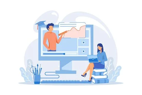 Computer graphics advices and tips watching. Digital design masterclass, on.. Stockillustratie