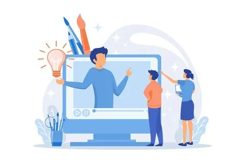 Computer graphics advices and tips watching. Digital design masterclass, on.. Stockillustratie