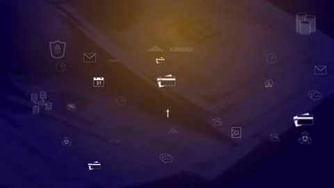 Computer graphics against the background of hands counting US dollars moving ico Stock Footage 232988686
