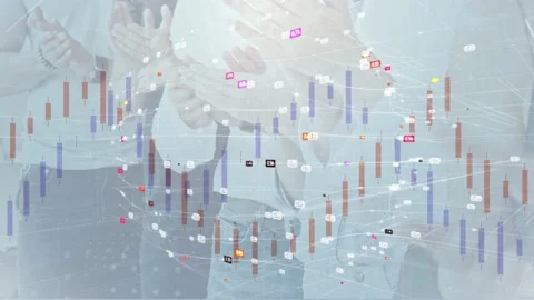 Computer graphics against the background of hands clapping in the palms of red a Stock Footage 232989633