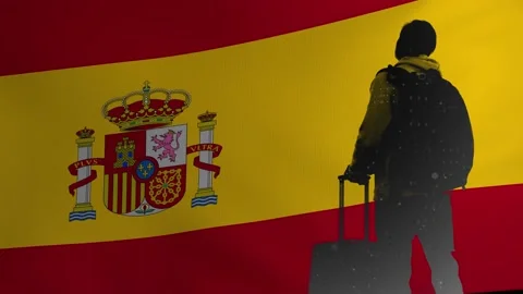 Computer graphics and double exposure. Tourist or expatriate with a backpack and 動画素材 237505007