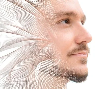Computer graphics and portrait of a young man Stock Photos