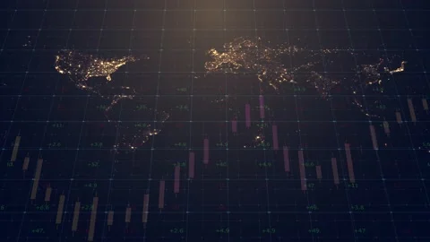 Computer graphics on the background of the world map with the highlighting of mo Stock Footage 232989239