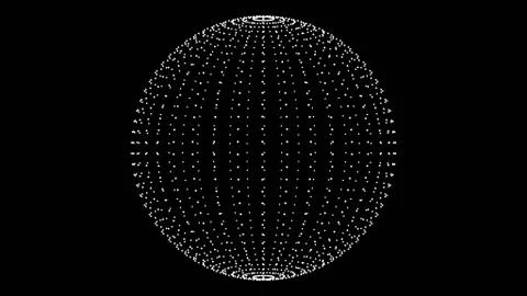 Computer graphics ball of white dots. Design sphere on a black background. Stock Illustration