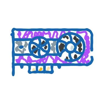 Computer graphics card doodle drawing technology concept Illustrazione stock