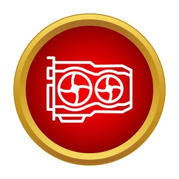 Computer graphics card icon in red circle Illustrazione stock
