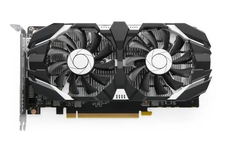 Computer graphics card isolated on white, top view Stock Photos