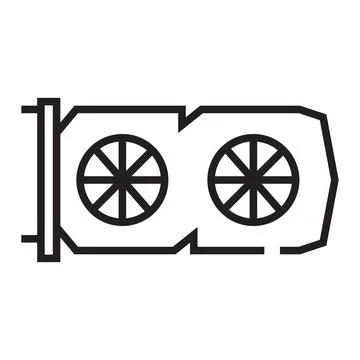 Computer graphics card for mining outline icon isolated on white background Stock Illustration