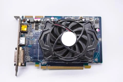 Computer Graphics card or display card and Circuits :DVI, Display port connec Stock Photos