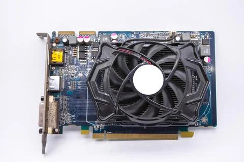 Computer Graphics card or display card and Circuits :DVI, Display port connec Stock Photos