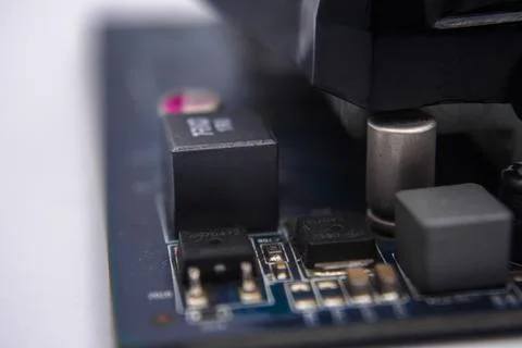 Computer Graphics card or display card and Circuits :DVI, Display port connec Stock Photos