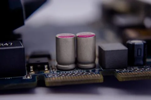 Computer Graphics card or display card and Circuits :DVI, Display port connec Stock-Fotos