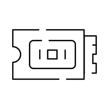 Computer graphics card outline icon on white background Illustrazione stock