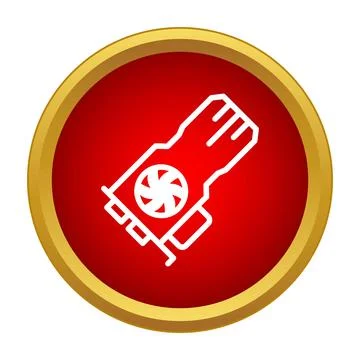 Computer graphics card outline icon on a red background イラスト素材
