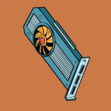 Computer graphics card, a peripheral device for gamers, professi 스톡 일러스트