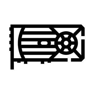 Computer graphics card processing unit line icon 스톡 일러스트