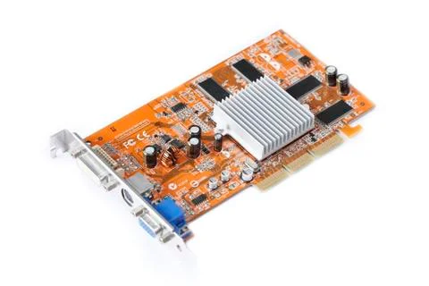 Computer graphics card (video card) isolated on white background Stock Photos