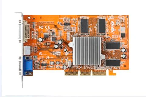 Computer graphics card (video card) isolated on white background Stock Photos