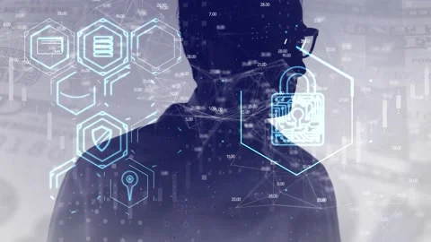 Computer graphics. Double exposure. Silhouette of a man on the background of Stock Footage 246029808