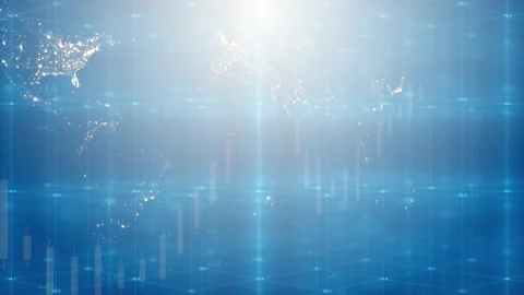 Computer graphics glowing matrices on the background of which digital indicators Stock Footage 232988895
