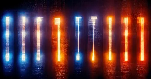 Computer graphics of lines with lightning. High quality illustration Illustrazione stock