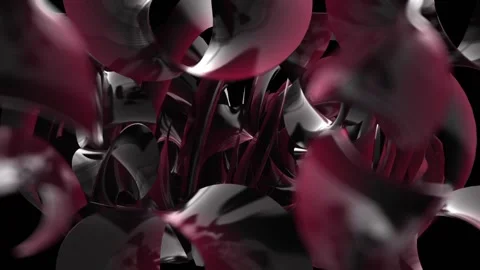 Computer graphics in motion three dimensional curved rounded shapes in maroon Video stock 136116606