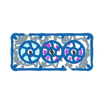 Computer graphics processing unit with cooling fans Illustrazione stock