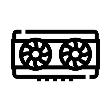 Computer graphics processing unit hardware linear icon Stock Illustration