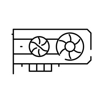 Computer graphics processing unit hardware linear icon Stock Illustration