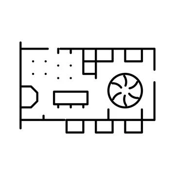 Computer graphics processing unit line icon Stock Illustration