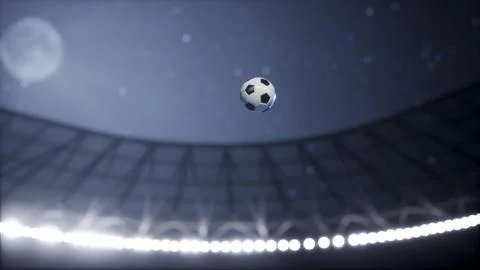 Computer graphics rendered soccer ball illuminated by spotlights 스톡 일러스트