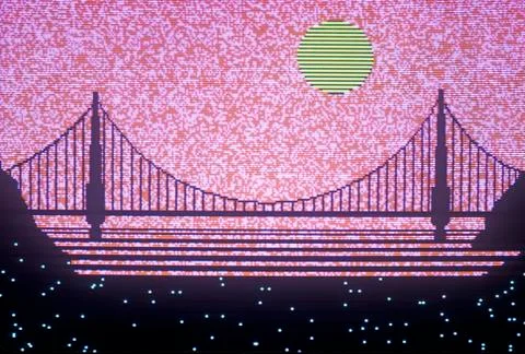 Computer graphics rendition of the Bay Bridge, San Francisco, California Stock Photos