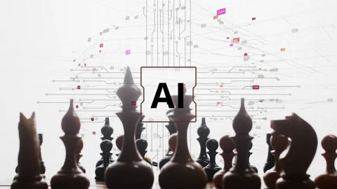 Computer graphics scheme of an artificial intelligence processor appears on the Stock Footage 232989640