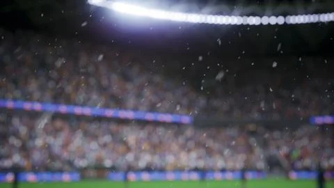 Computer graphics simulation of snowflakes falling over soccer players イラスト素材