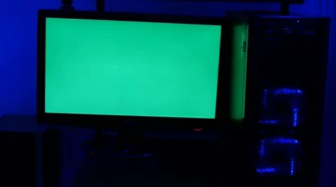 Computer With a Green Screen Stock Footage 46878853